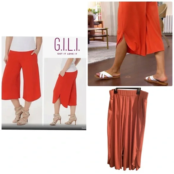 🚨Sale🚨!! New G.I.L.I Wide Leg Crop Pants Size Large - Picture 1 of 9